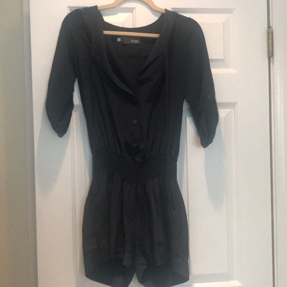 Navy silk romper